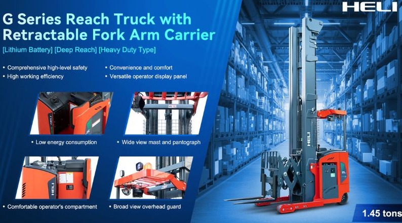 Xe nâng reach truck kệ double deep